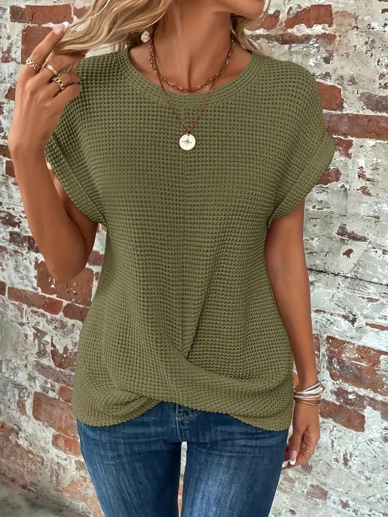WW | Lässiges Gestricktes T-Shirt mit Struktur für Damen