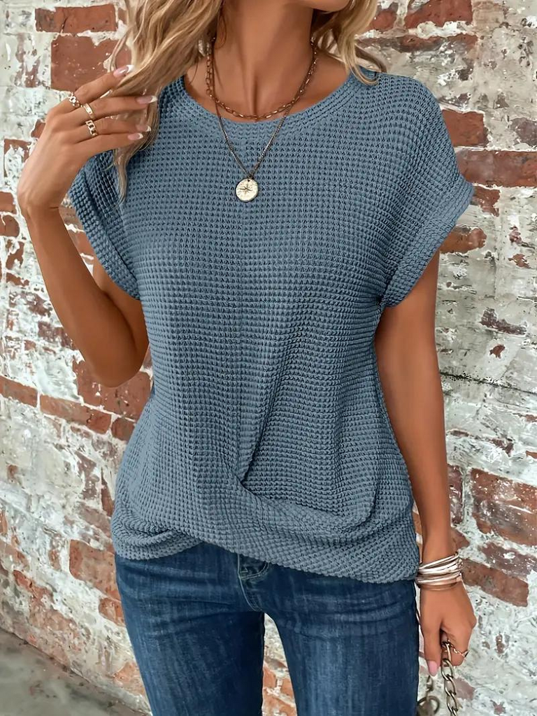WW | Lässiges Gestricktes T-Shirt mit Struktur für Damen