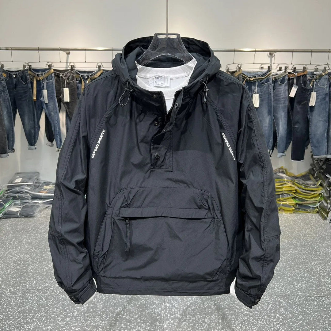 W&W Mode | Leichter Kapuzen Windbreaker mit halbem Reißverschluss und Tasche