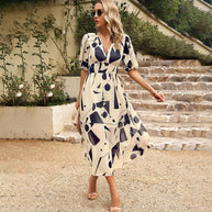 WW - Elegantes Midikleid mit V-Ausschnitt