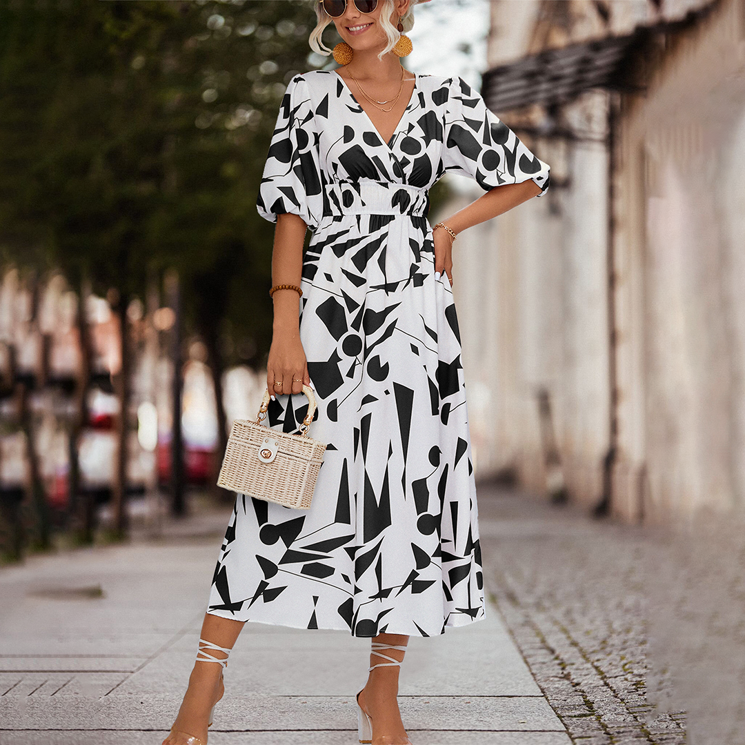 W&W Mode | Midikleid Mit V-Ausschnitt Für Frauen