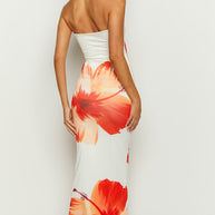 Weißes Kleid mit Blumendruck