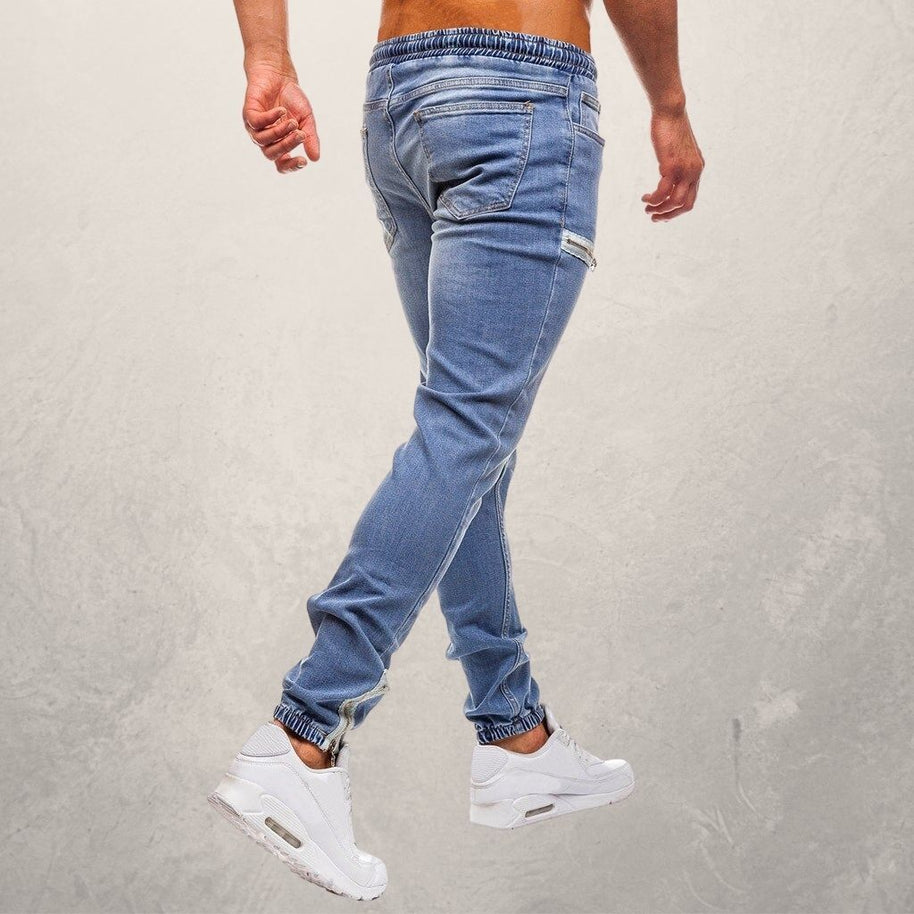 WW | Jogger Jeans Slim Tapered Fit Elastischer Bund Reißverschlusstaschen Komfort Stretch