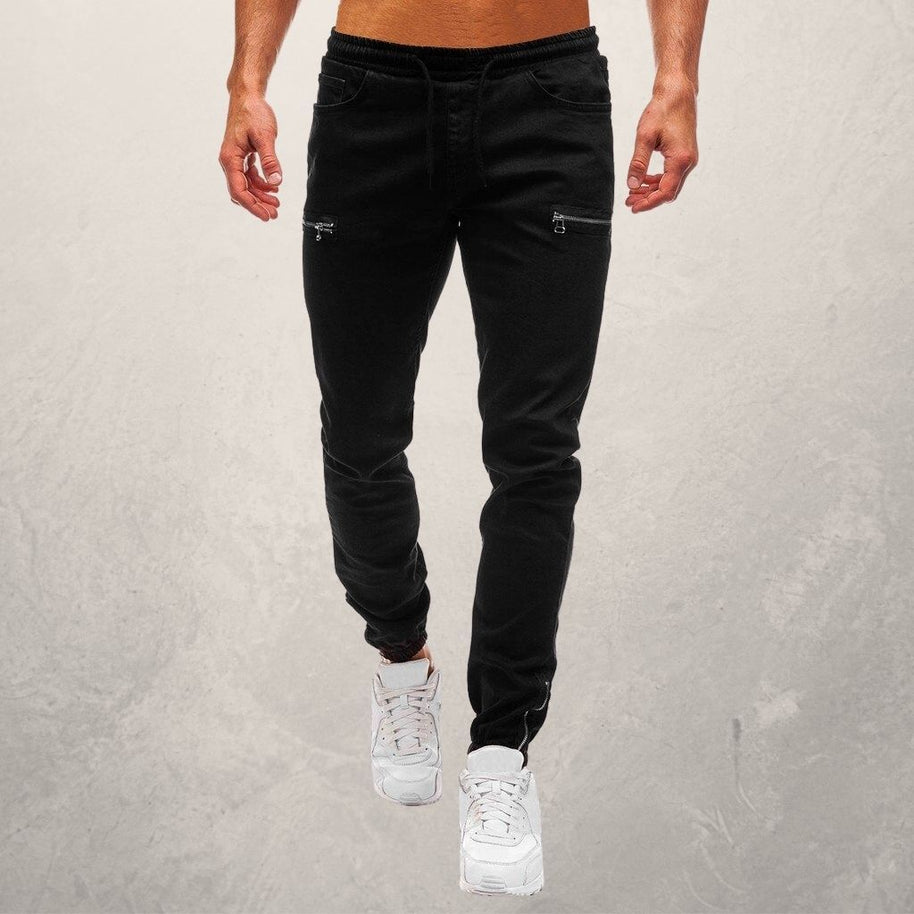 WW | Jogger Jeans Slim Tapered Fit Elastischer Bund Reißverschlusstaschen Komfort Stretch