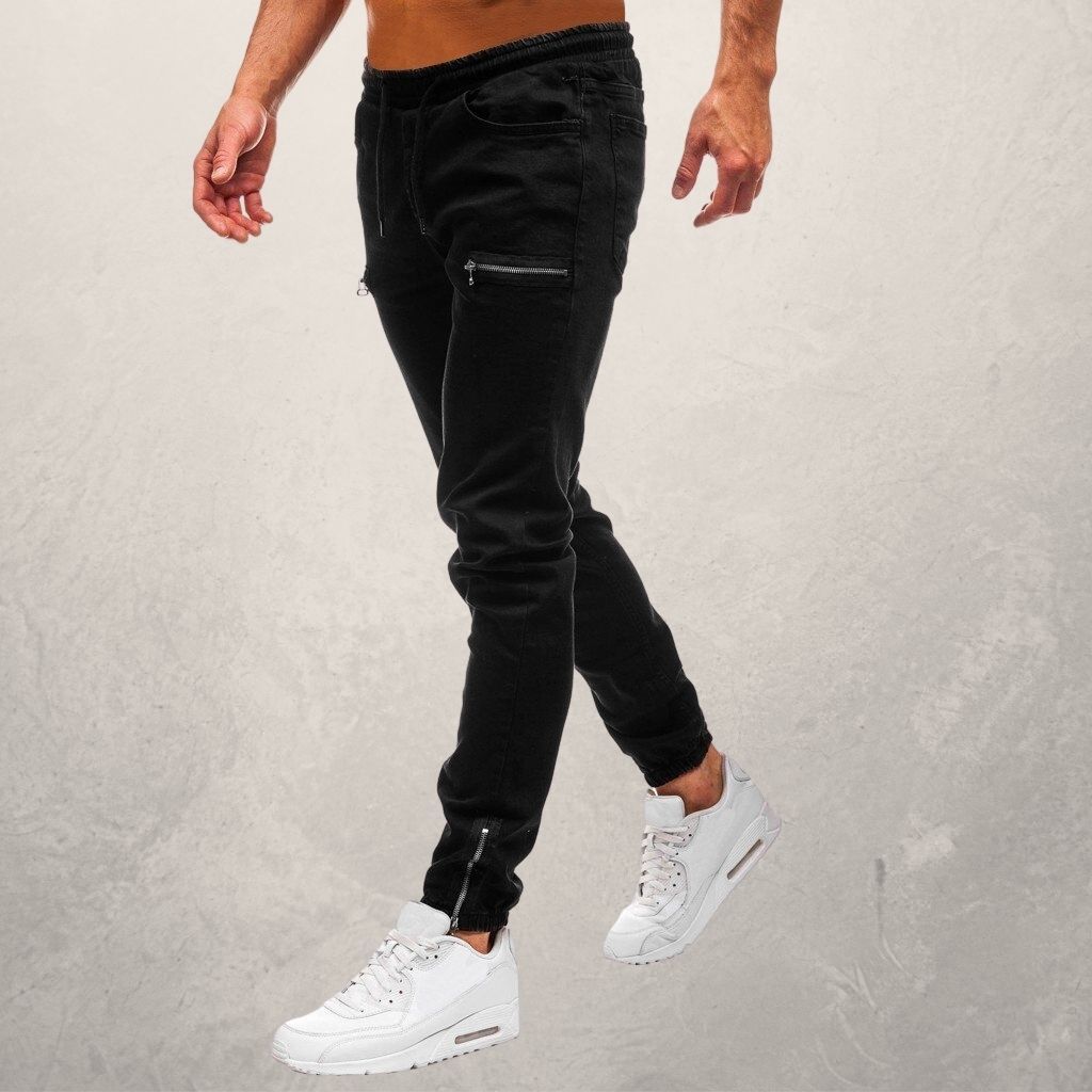 WW | Jogger Jeans Slim Tapered Fit Elastischer Bund Reißverschlusstaschen Komfort Stretch