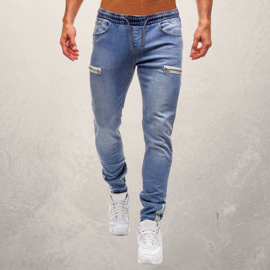 WW | Jogger Jeans Slim Tapered Fit Elastischer Bund Reißverschlusstaschen Komfort Stretch