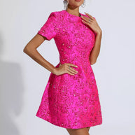 WW | Schwarzes Jacquard-Blümchenkleid