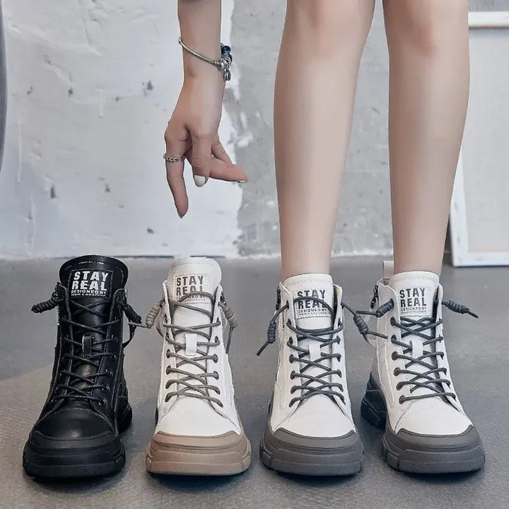 W&W Mode - Elegante High-Top-Sneakerstiefel mit Reißverschluss