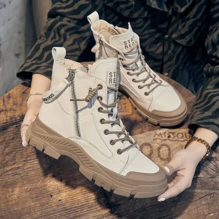 W&W Mode - Elegante High-Top-Sneakerstiefel mit Reißverschluss