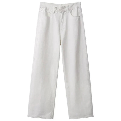 WW | Herbst Frühling Jeans Frauen Denim Hosen Vintage Gerade Hosen Mode Female Weiße Schwarze Einfarbige Lockere Entspannte Weite Bein Hosen