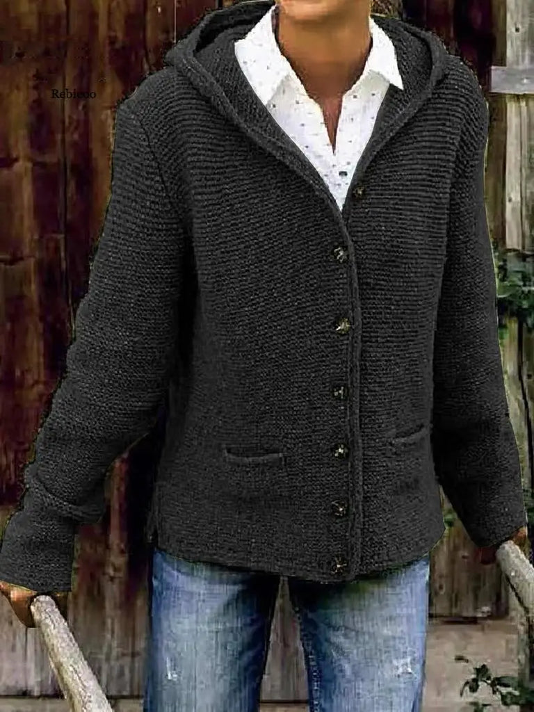 WW | Stilvolles Strickjacke mit Kapuze