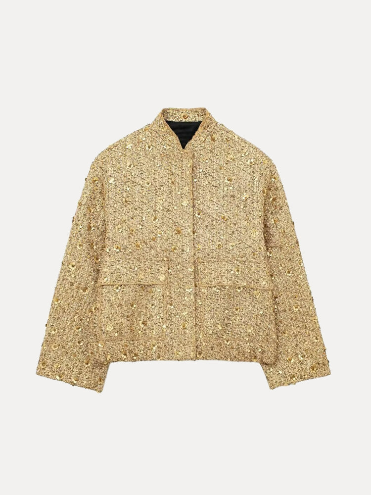W&W Mode | Freizeit Bomberjacke mit goldenen Pailletten
