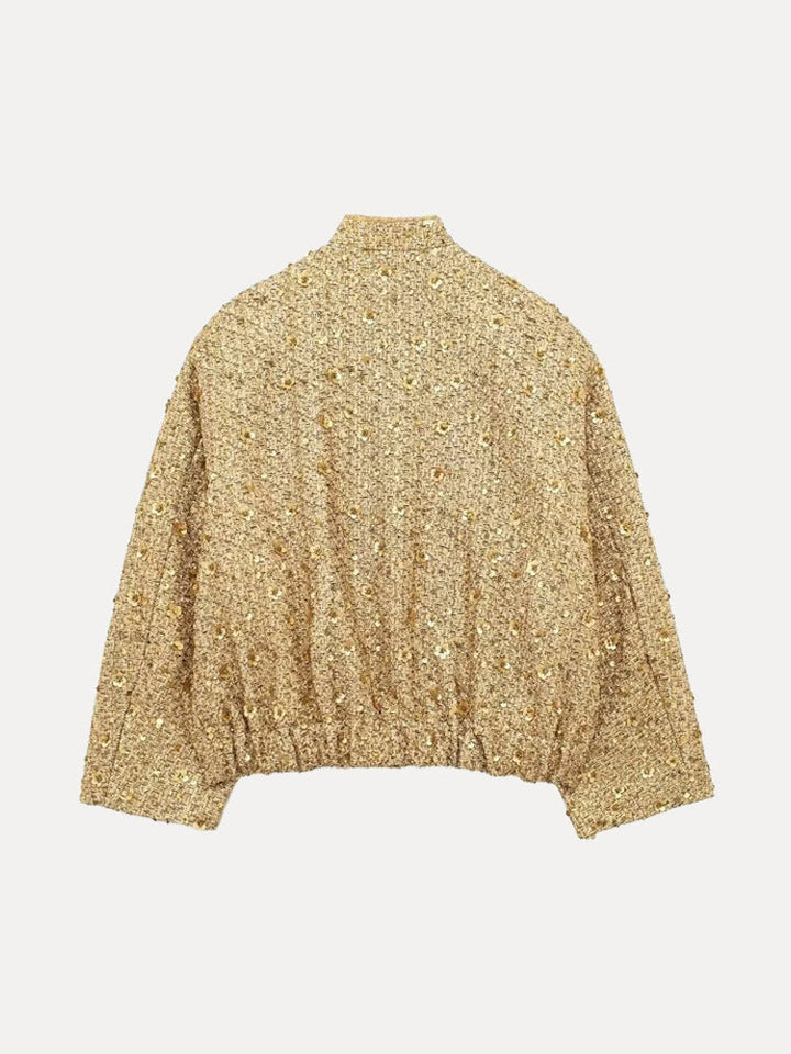 W&W Mode | Freizeit Bomberjacke mit goldenen Pailletten