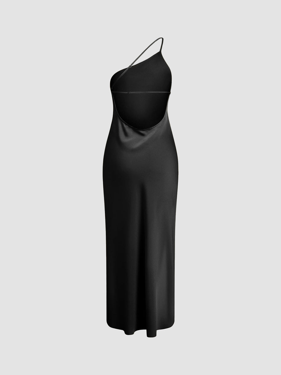 WW | Satin Maxi Kleid mit Offenem Rücken