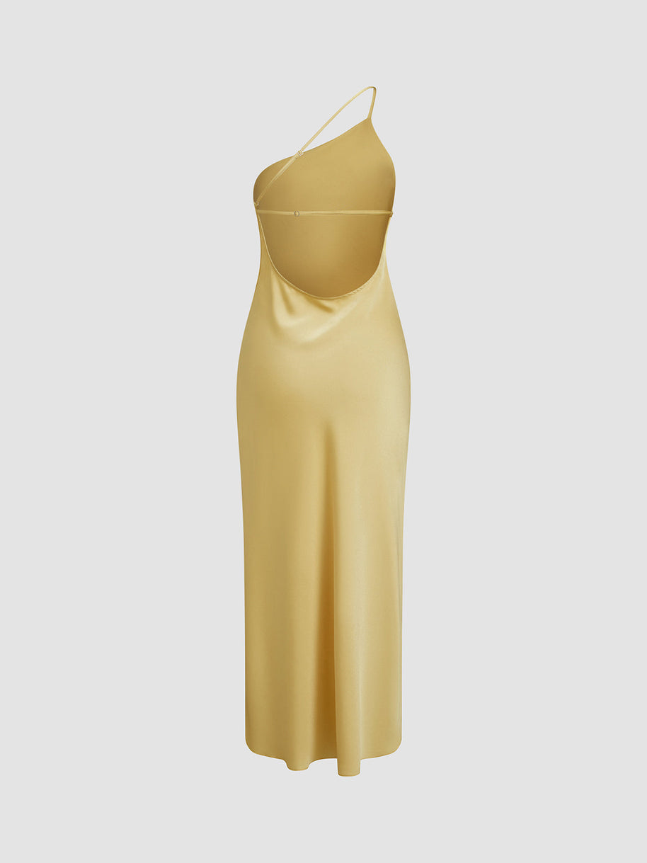 WW | Satin Maxi Kleid mit Offenem Rücken