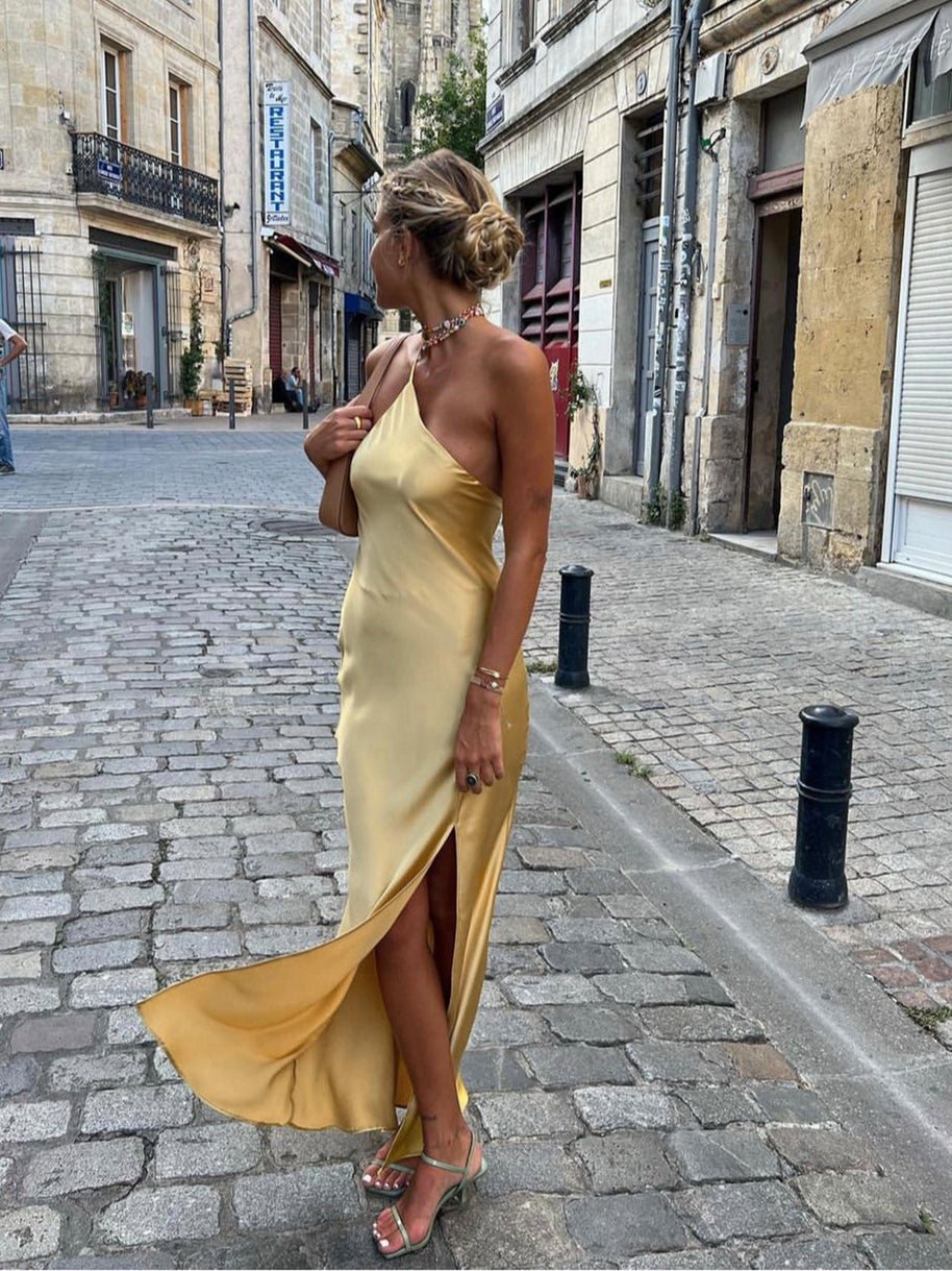 WW | Satin Maxi Kleid mit Offenem Rücken