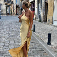 WW | Satin Maxi Kleid mit Offenem Rücken