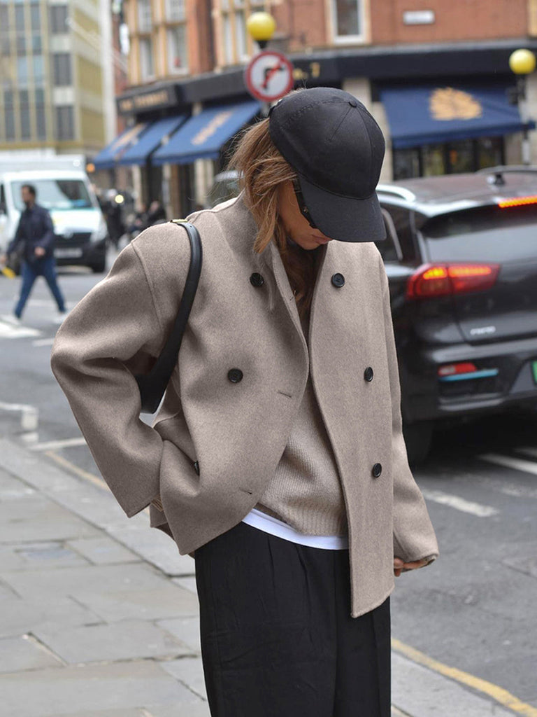 WW | Button-Down-Jacke Damen - kurze beige Jacke mit modernem Schnitt