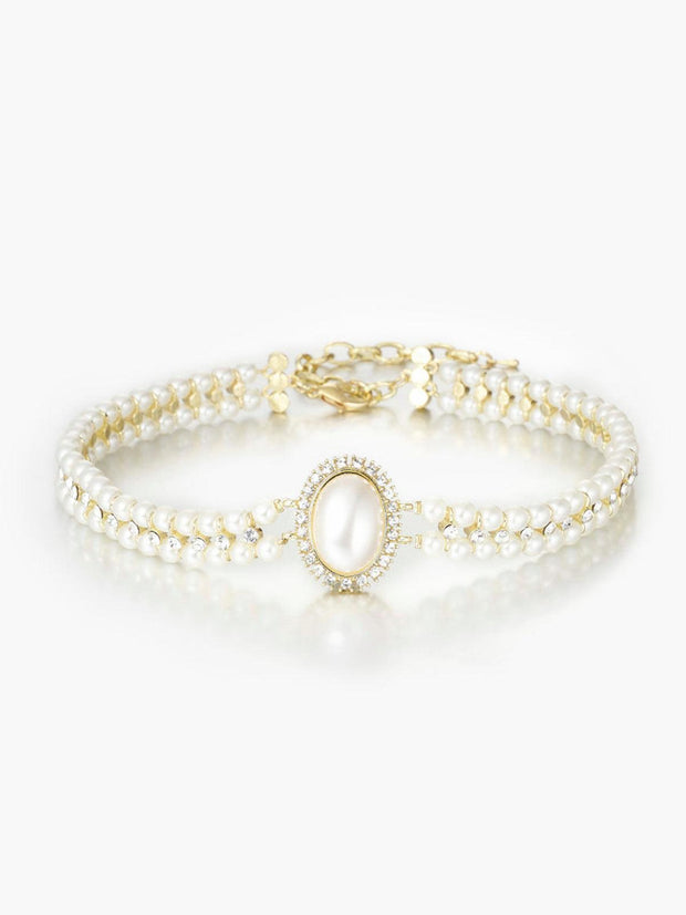 WW | Weinlese Doppel Layer Choker Halskette Mit Perlen