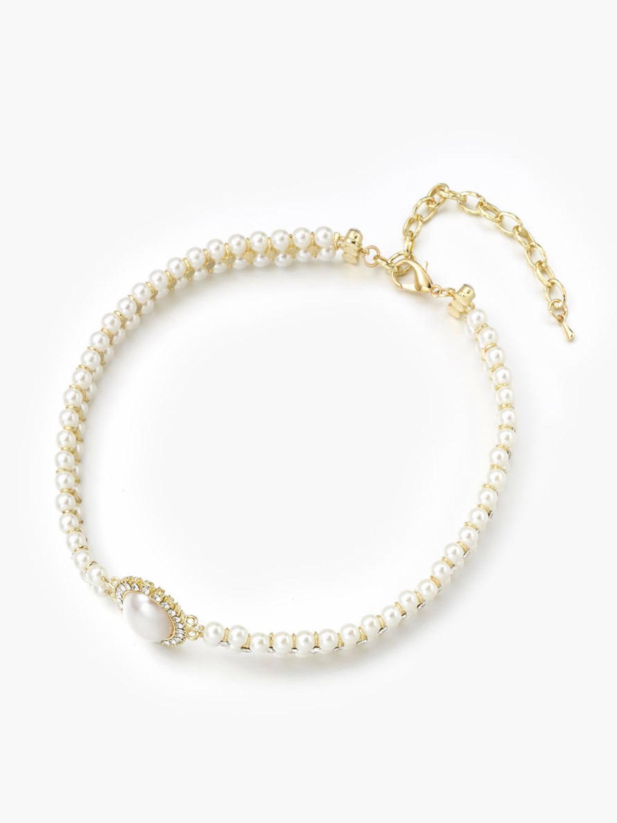 WW | Weinlese Doppel Layer Choker Halskette Mit Perlen