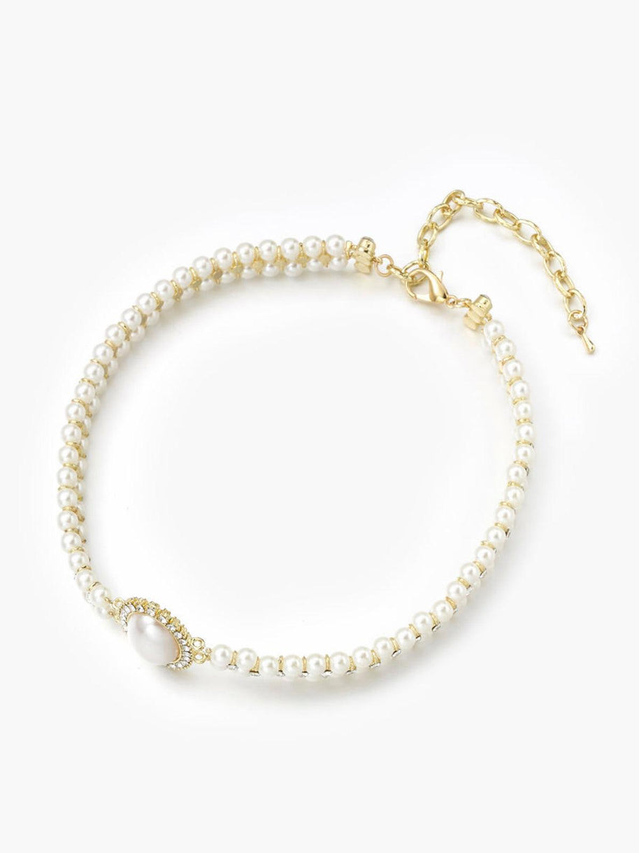 WW | Weinlese Doppel Layer Choker Halskette Mit Perlen