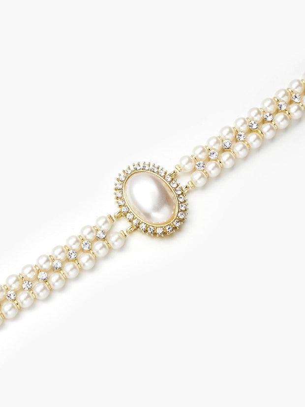 WW | Weinlese Doppel Layer Choker Halskette Mit Perlen