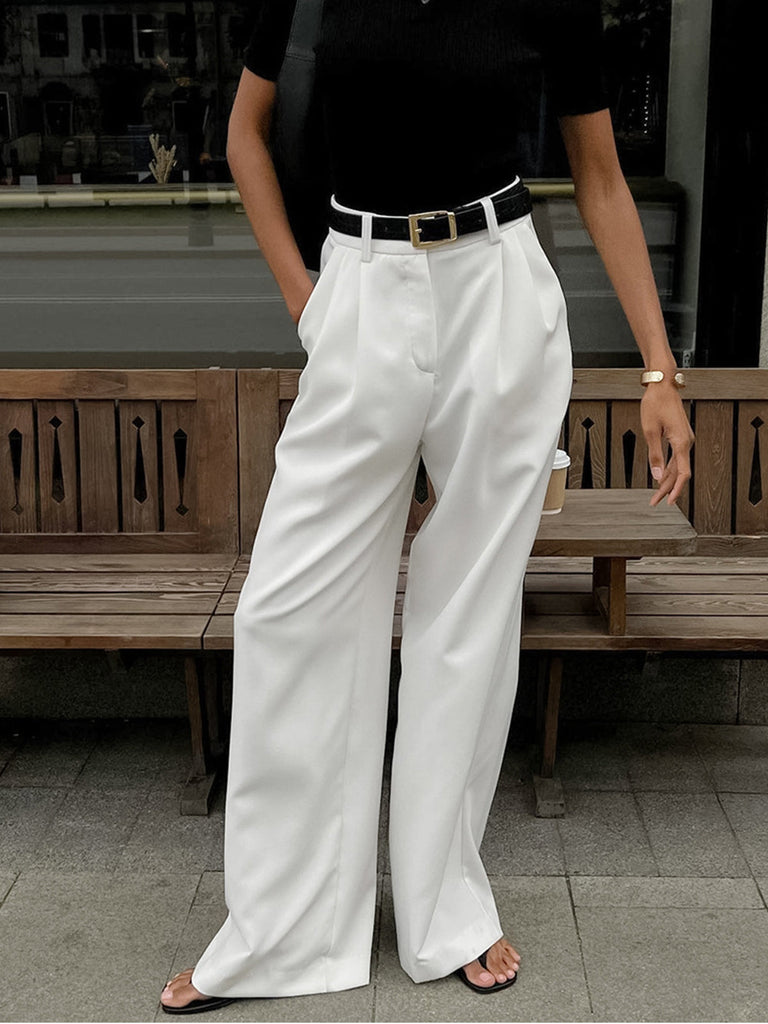 WW | Weite Hosen Hoher Bund Lockere Passform Fließende Elegante Hosen