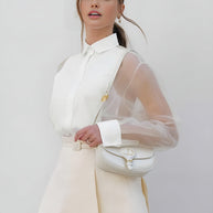 WW | Semi Transparente Puffärmel Organza Bluse