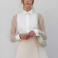 WW | Semi Transparente Puffärmel Organza Bluse