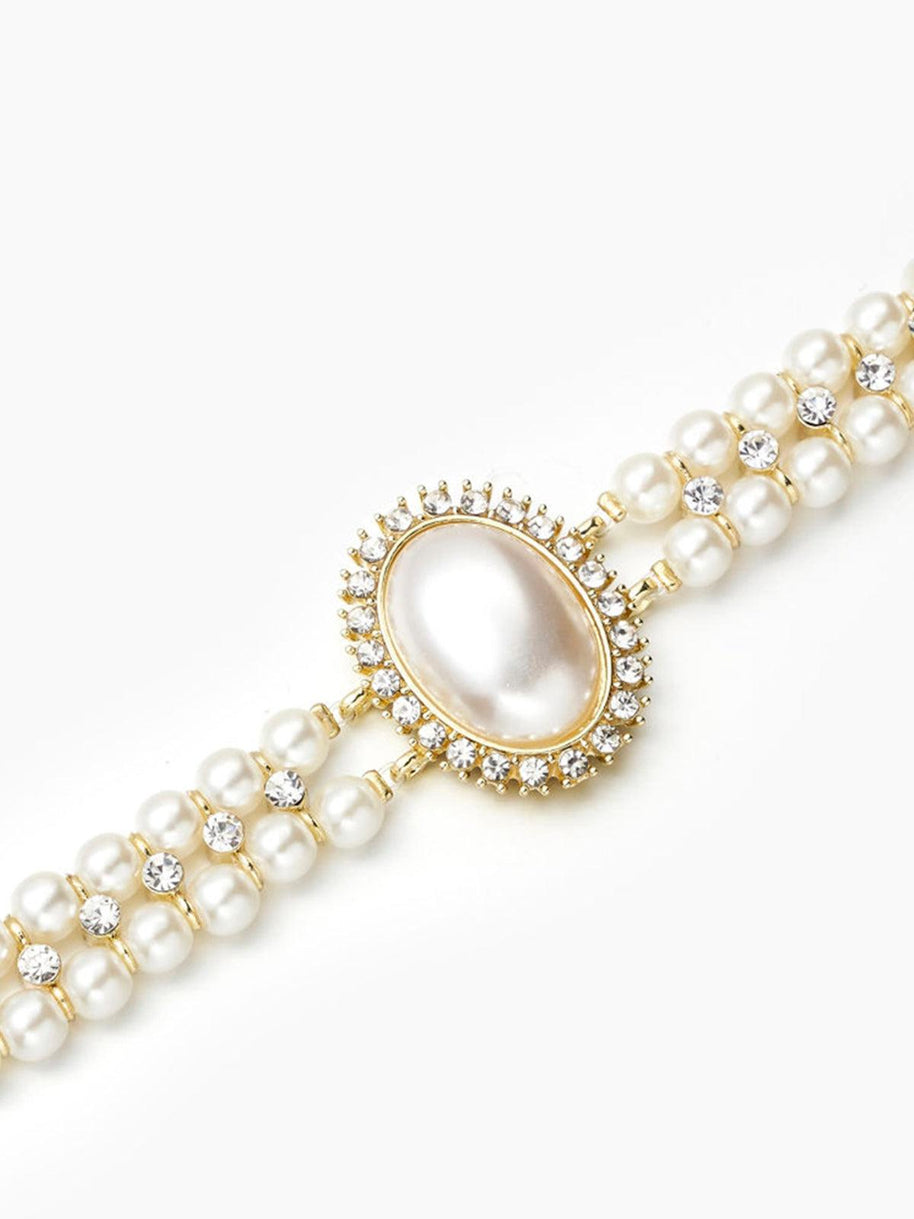 WW | Weinlese Doppel Layer Choker Halskette Mit Perlen