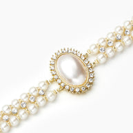 WW | Weinlese Doppel Layer Choker Halskette Mit Perlen