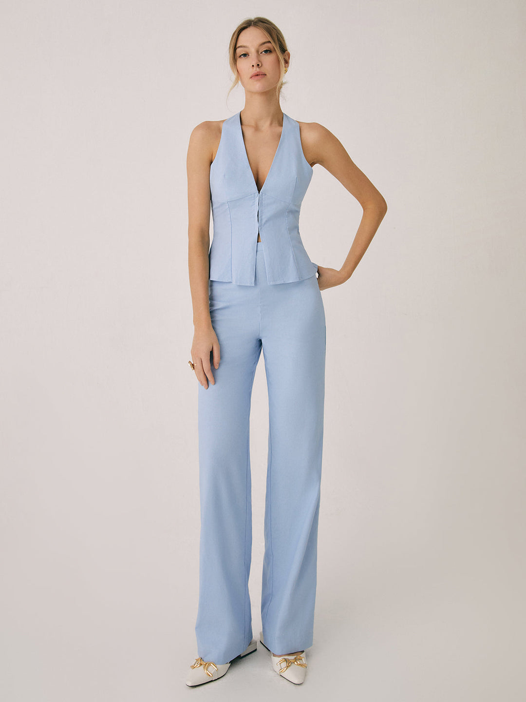 W&W Mode | Elegantes Zweiteiliges Satz Mit Weste & Weitbein Hose