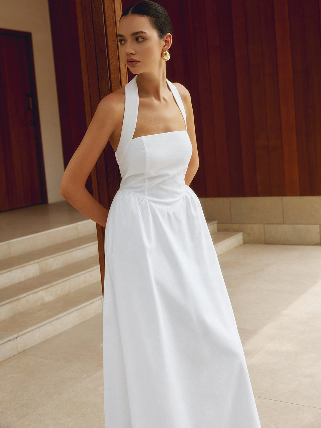 W&W Mode | Baumwolle & Leinen Träger A-linie Lange Kleid