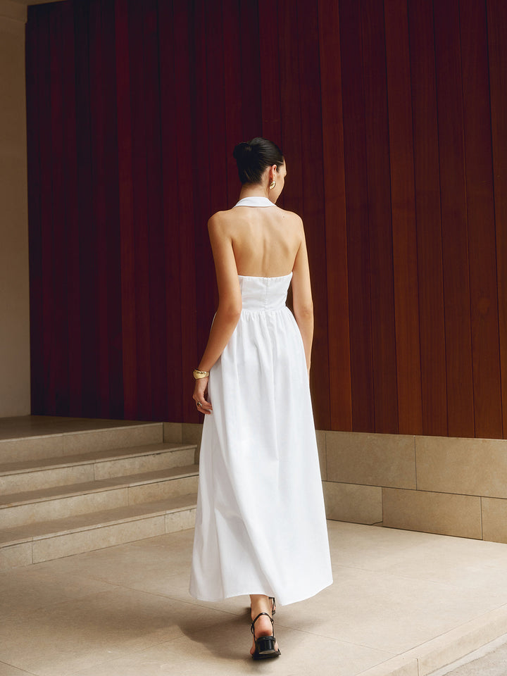 W&W Mode | Baumwolle & Leinen Träger A-linie Lange Kleid