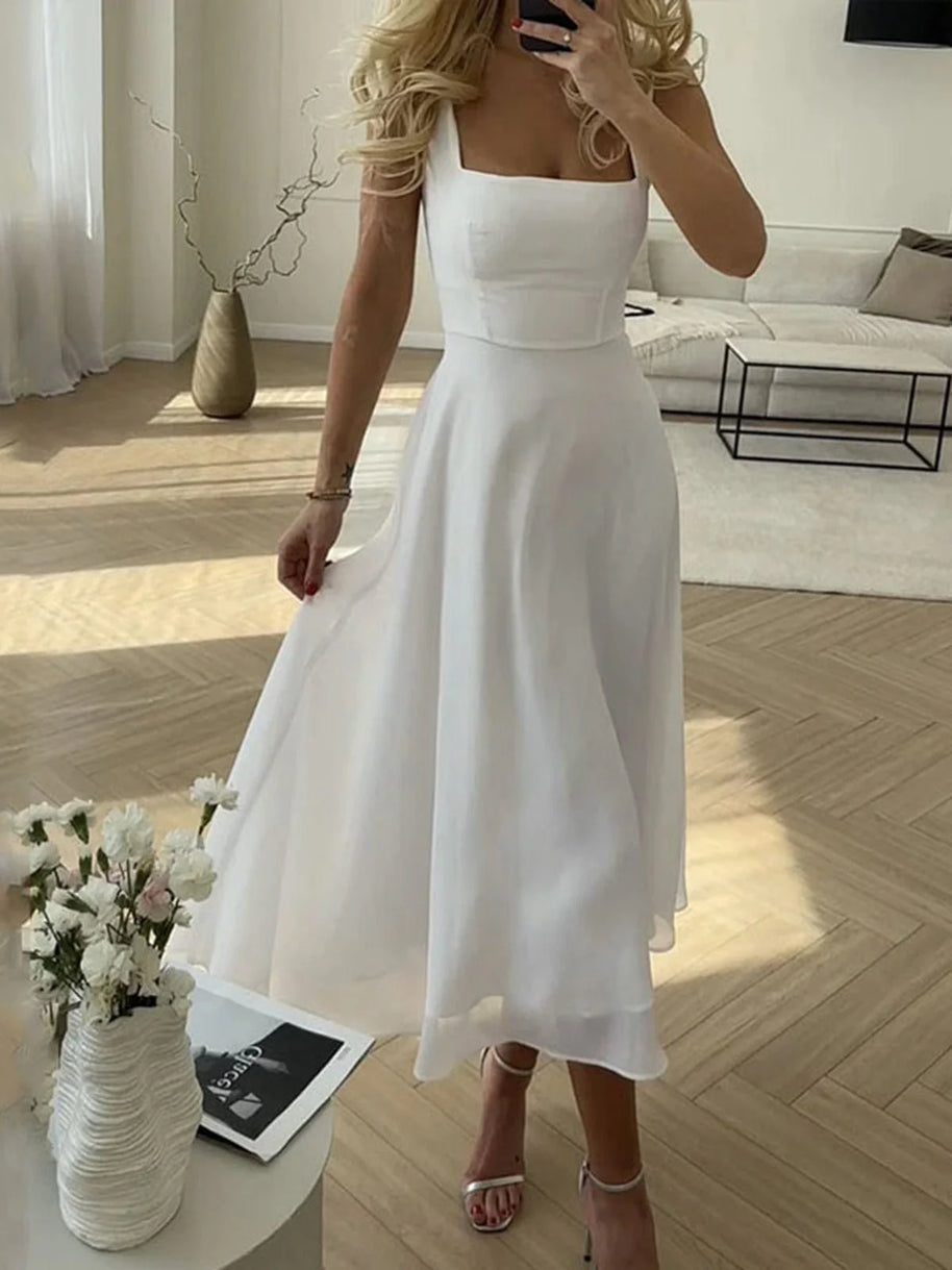 WW | Modernes Ärmelloses Maxikleid Mit Hoher Taille Für Frauen