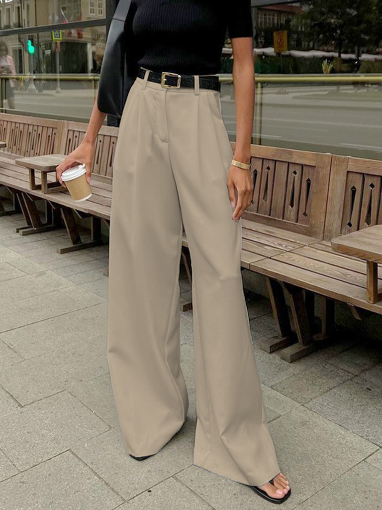 WW | Weite Hosen Hoher Bund Lockere Passform Fließende Elegante Hosen