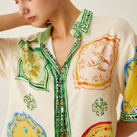 WW | Lockere Bedruckte Satin Kurze Hosen Satz