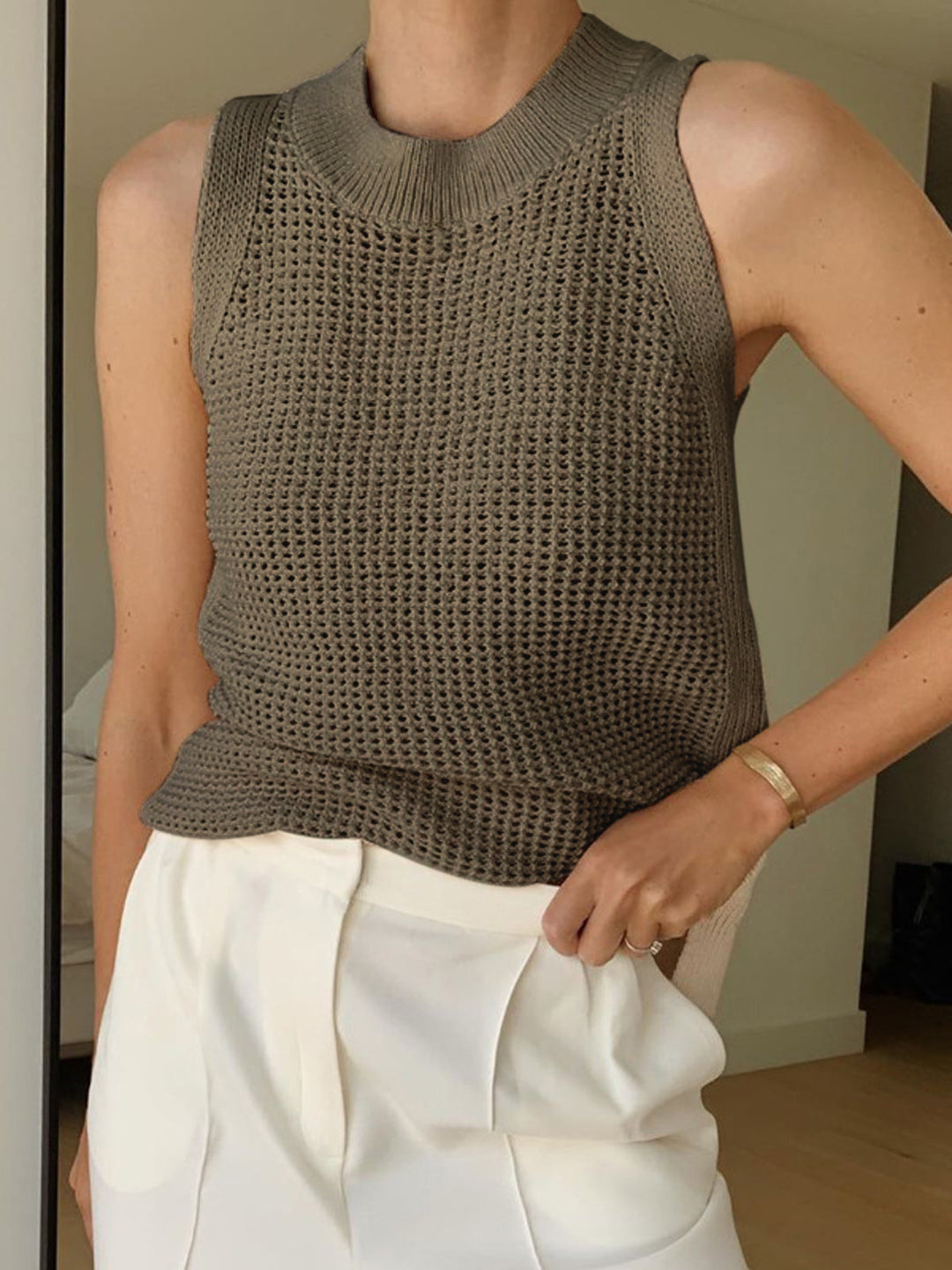 W&W Mode | Strick Hohles Festes Tank Top