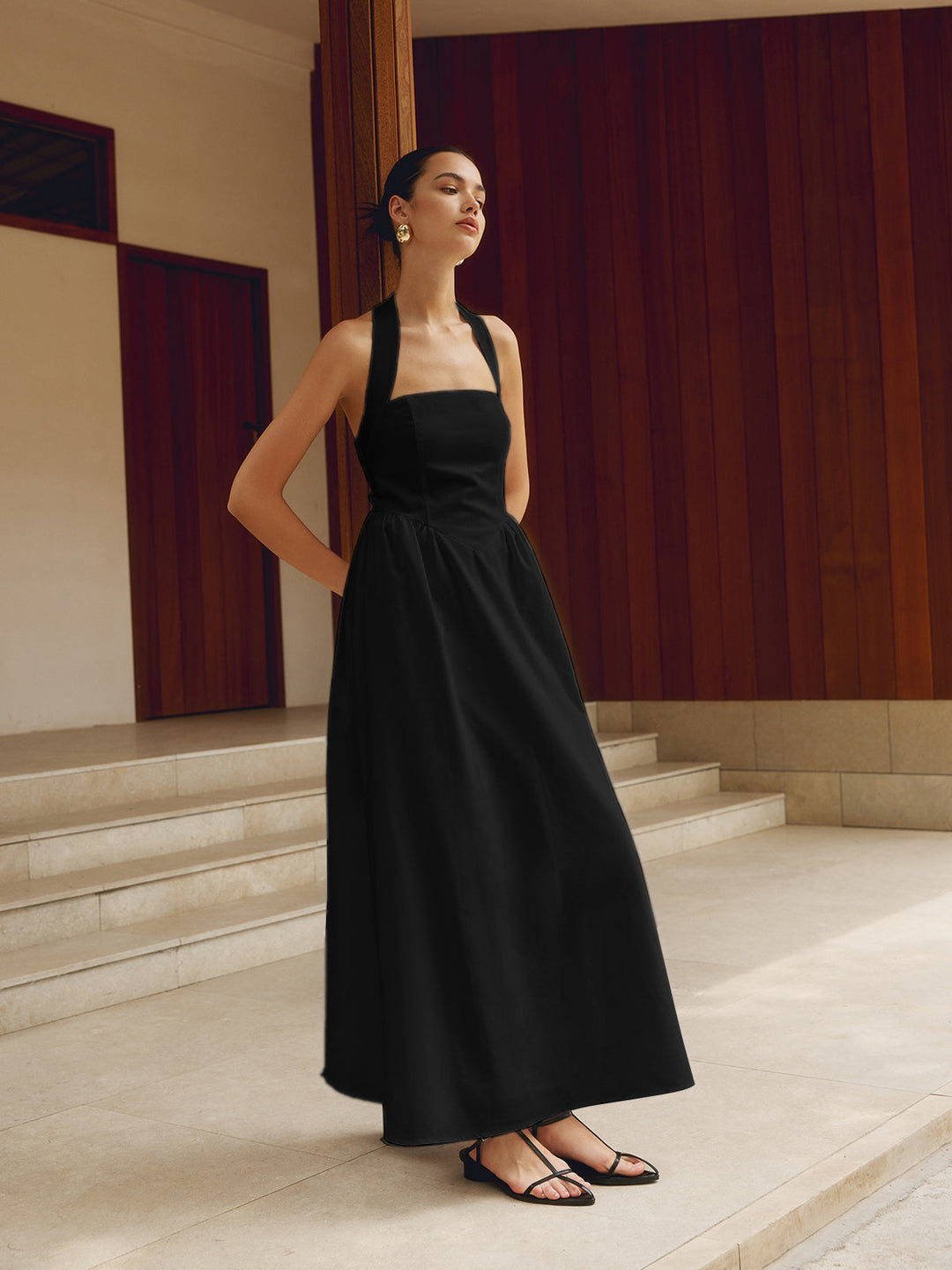 W&W Mode | Baumwolle & Leinen Träger A-linie Lange Kleid