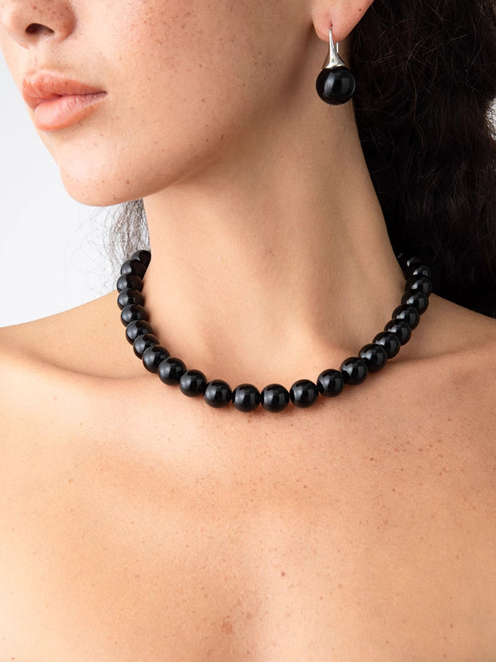 W&W Mode | Elegante Schwarze Perlenkette Mit Edlem Charme Für Damen