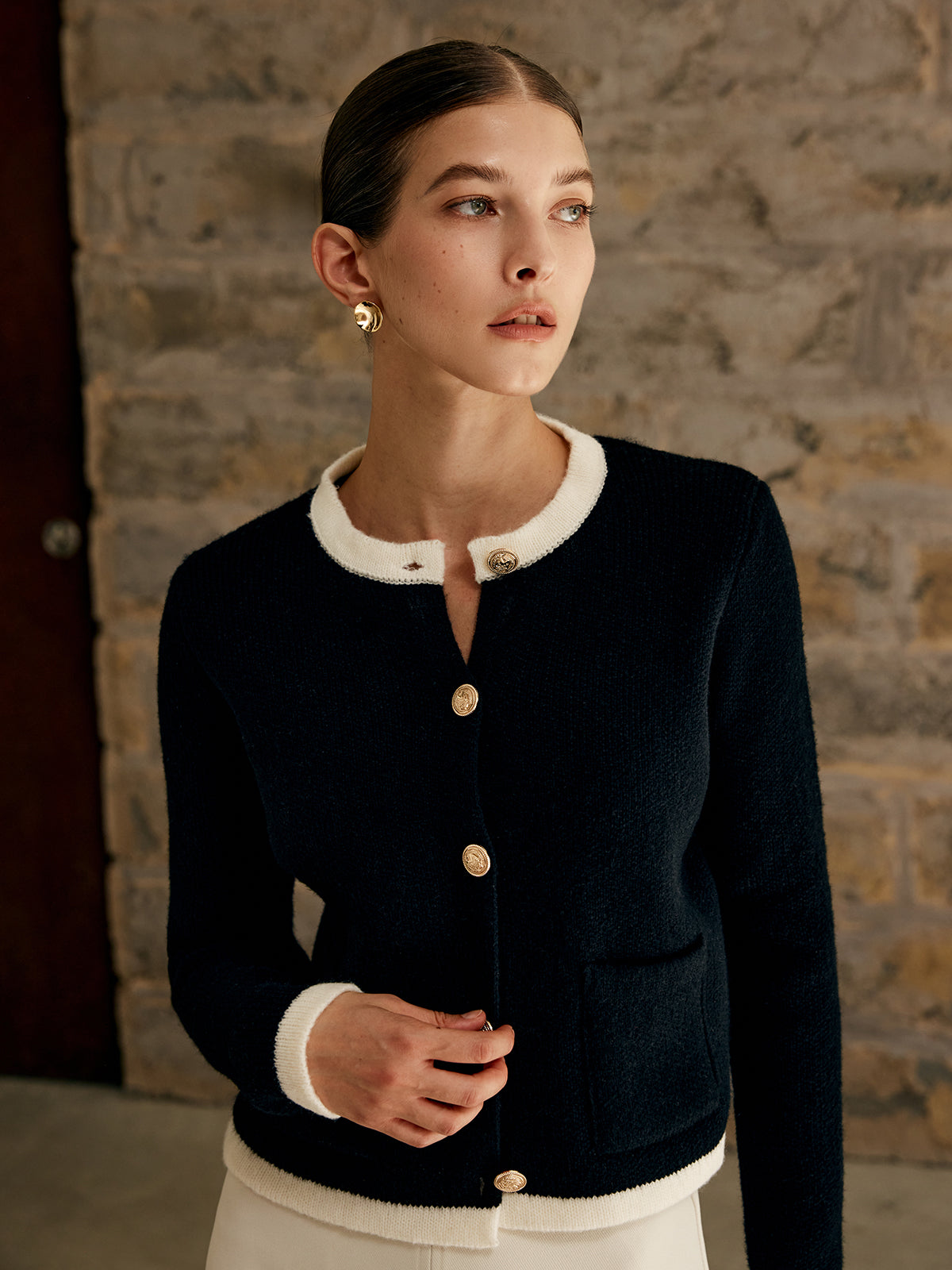 WW | Damen-Cardigan mit Kontrastbesatz