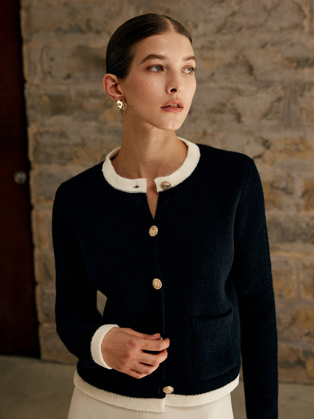WW | Damen-Cardigan mit Kontrastbesatz