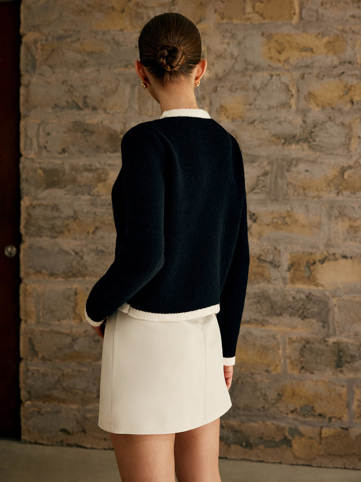 W&W Mode | Damen-Cardigan mit Kontrastbesatz