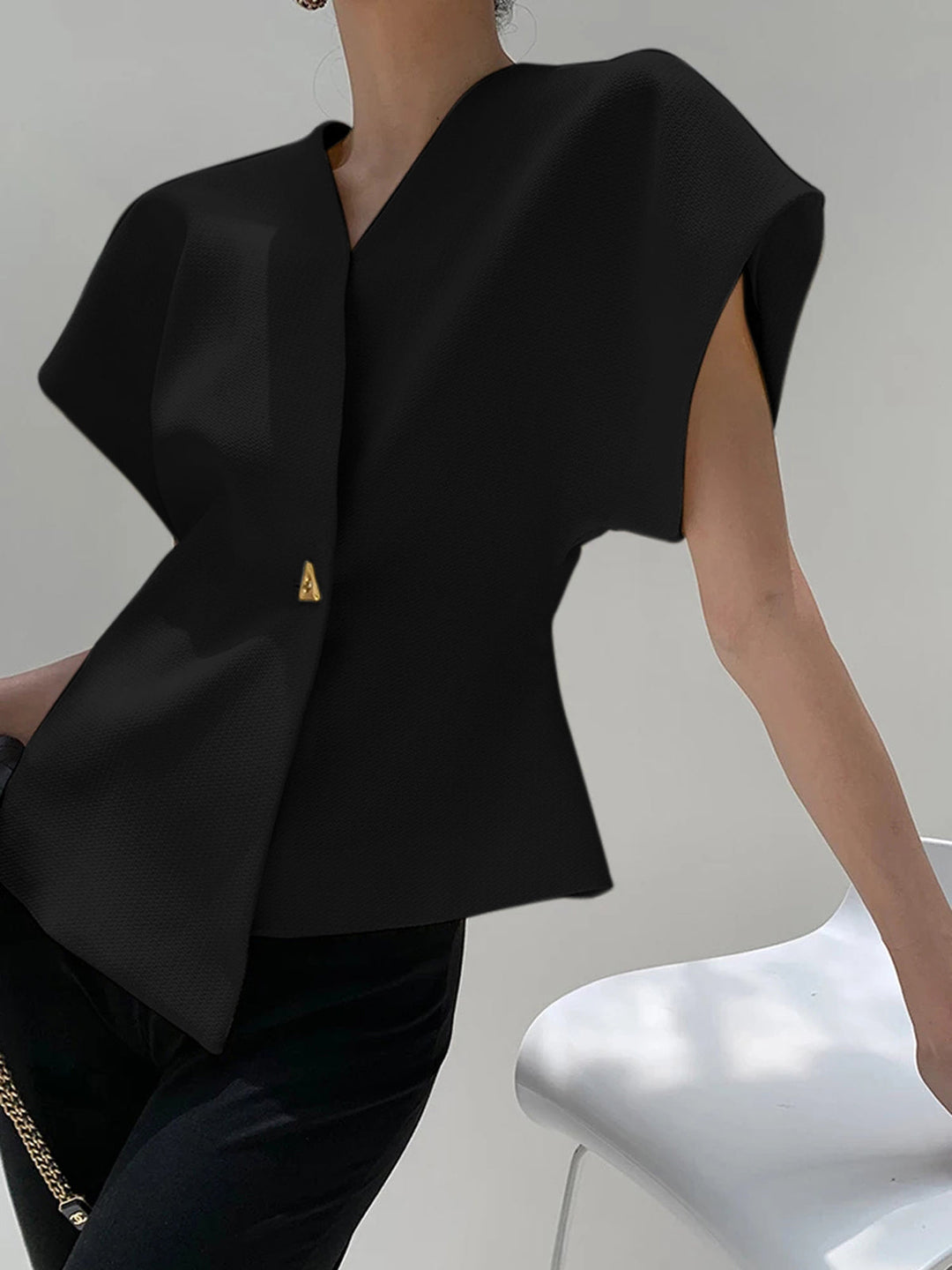 W&W Mode | Asymmetrisches Oberteil Mit V-ausschnitt Und Leichtem Stoff Für Frauen