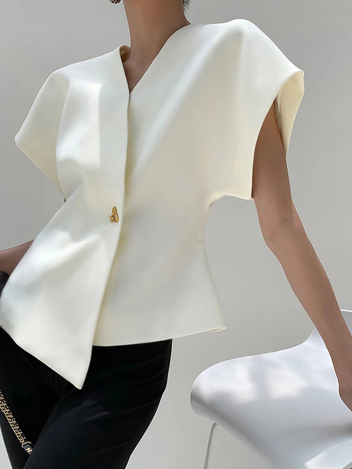 W&W Mode | Asymmetrisches Oberteil Mit V-ausschnitt Und Leichtem Stoff Für Frauen