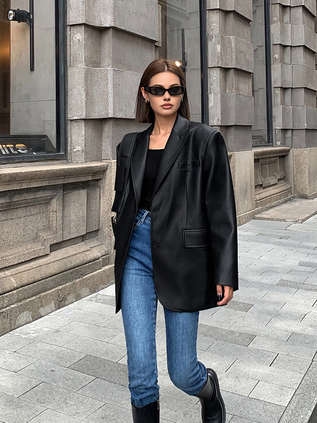 W&W Mode | Reversf Pockets Leder Blazer
