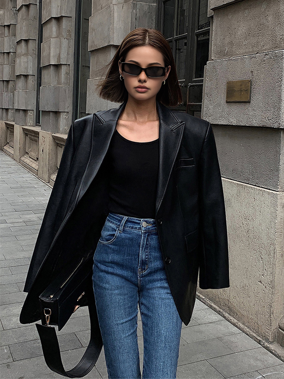 WW | Reversf Pockets Leder Blazer