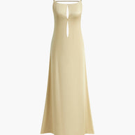 WW | Rückenfreies Urlaub Satinkleid Lang