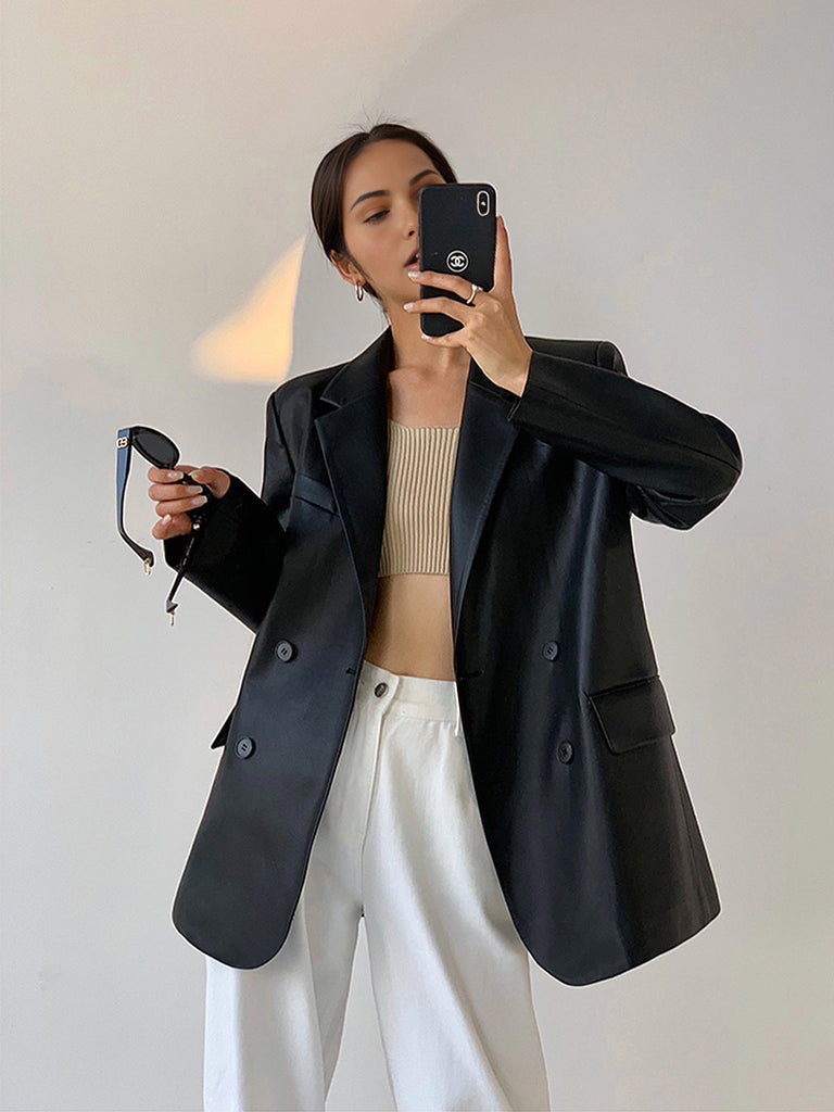 WW | Oversized Leder Damen Blazer
