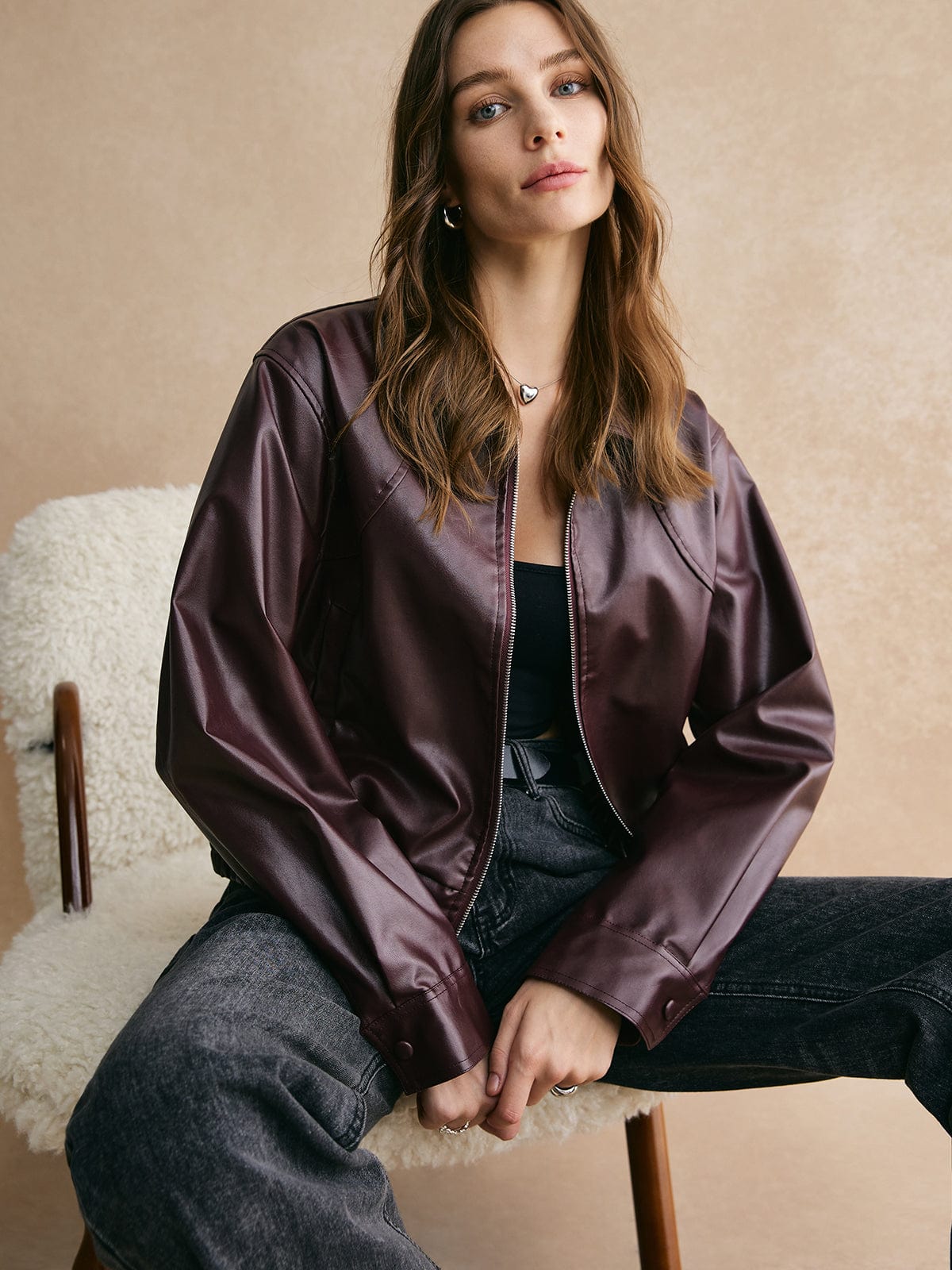 WW | Cropped Lederjacke Modern, Elegant & Zeitlos